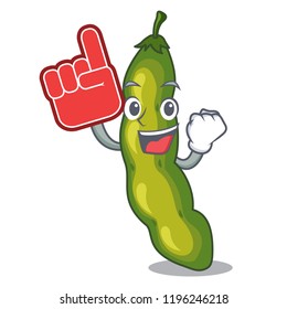 Foam finger green beans pod isolated on mascot