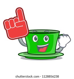 Foam finger green tea mascot cartoon