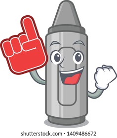 Foam Finger Grey Crayon Cartoon.