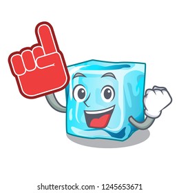 Foam finger ice cubes on the cartoon funny