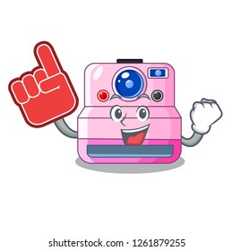 Foam finger instant camera isolated on a mascot