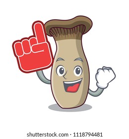 Foam finger king trumpet mushroom mascot cartoon