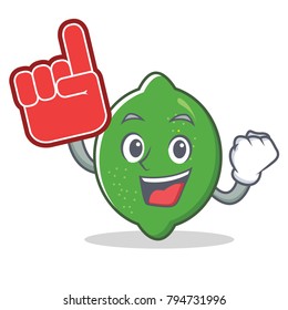 Foam finger lime mascot cartoon style