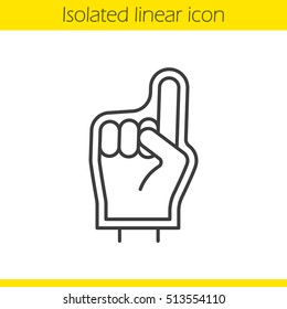 Foam Finger Linear Icon. Thin Line Illustration. Sport Fans Hand Contour Symbol. Vector Isolated Outline Drawing