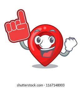 Foam finger map marker navigation pin mascot cartoon