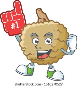 Foam finger marolo fruit cartoon character mascot style.