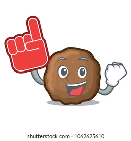 Foam finger meatball mascot cartoon style