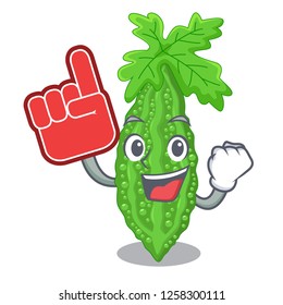 Foam finger momordica bitter melon on pear cartoon