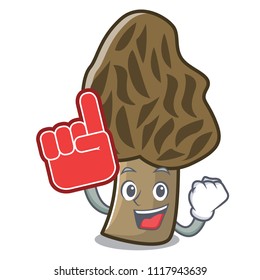 Foam finger morel mushroom mascot cartoon
