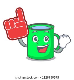 Foam finger mug mascot cartoon style