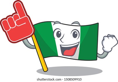 Foam finger nigeria flag folded in cartoon drawer