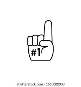 Foam finger number 1 outline icon. Clipart image isolated on white background