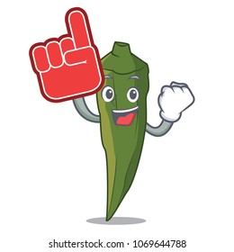 Foam Finger Okra Mascot Cartoon Style