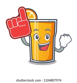 Foam finger orange juice mascot cartoon