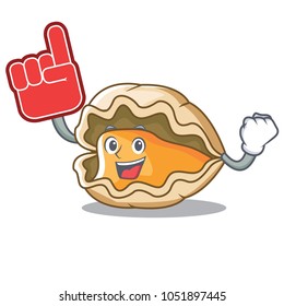 Foam finger oyster mascot cartoon style