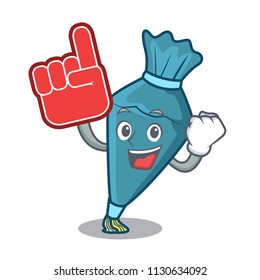 Foam finger pastrybag mascot cartoon style vector illustration