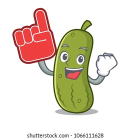 Foam finger pickle mascot cartoon style
