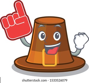 Foam finger pilgrim hat on a cartoon table