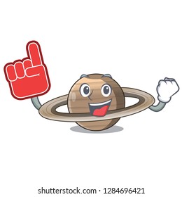 Foam finger planet saturn above the sky cartoon