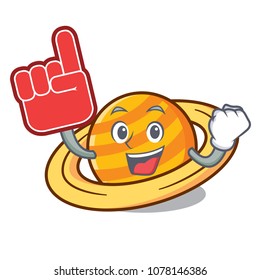 Foam finger planet saturnus mascot cartoon
