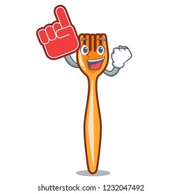 Foam finger plastic fork on cartoon image funny
