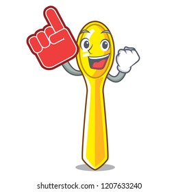 Foam finger plastic kitchen spoon isolated on mascot