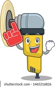 Foam finger pneumatic sander placed inside character box