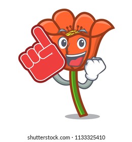 Foam finger poppy flower mascot cartoon