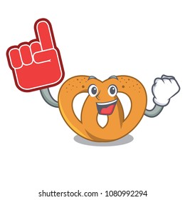 Foam finger pretzel mascot cartoon style