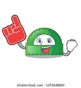 Foam finger protractor isolated in the a cartoons