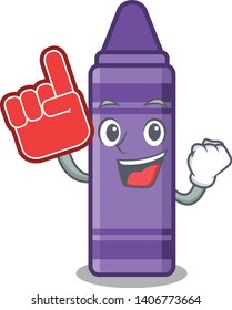 Foam Finger Purple Crayon In A Mascot Bag