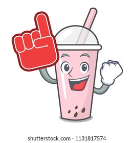 Foam finger raspberry bubble tea character cartoon