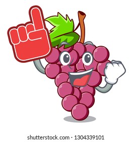 Foam finger red grapes fruit in cartoon basket