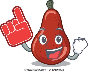 Foam finger red pears put into cartoon fridge