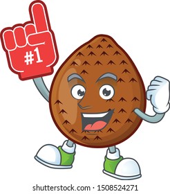 Foam finger salak fruit character on white background