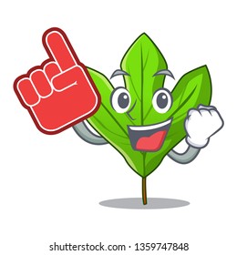 Foam finger sassafras leaf in the shape cartoon