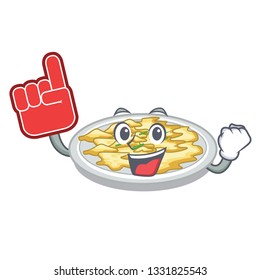 Foam finger scrambled egg isolated with in cartoon