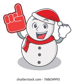 Foam finger snowman character cartoon style
