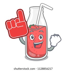 Foam finger strawberry smoothie mascot cartoon