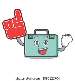 Foam finger suitcase mascot cartoon style