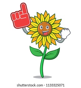Foam finger sunflower mascot cartoon style