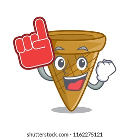 Foam finger sweet wafer cone isolated on maskot