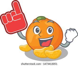 Foam finger tangerine isolated with in the cartoon