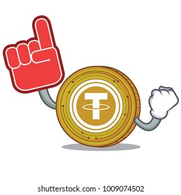 Foam finger Tether coin mascot cartoon