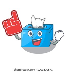 Foam finger tissue box isolated on the mascot