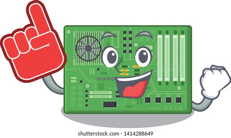 Foam finger toy motherboard the in a mascot bag