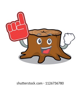Foam finger tree stump mascot cartoon