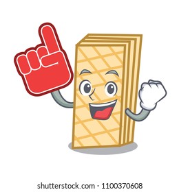 Foam finger waffle mascot cartoon style