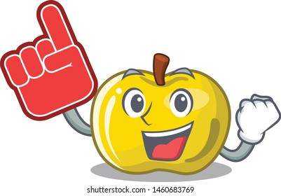 Foam finger yellow apple in a cartoon basket