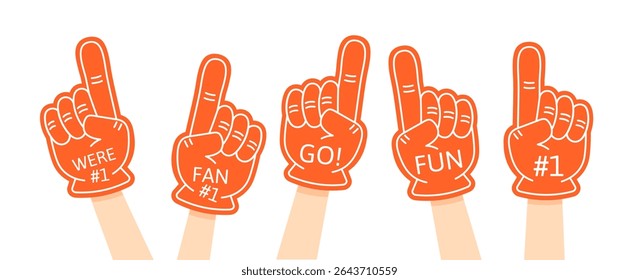 Foam fingers with hands. Number 1